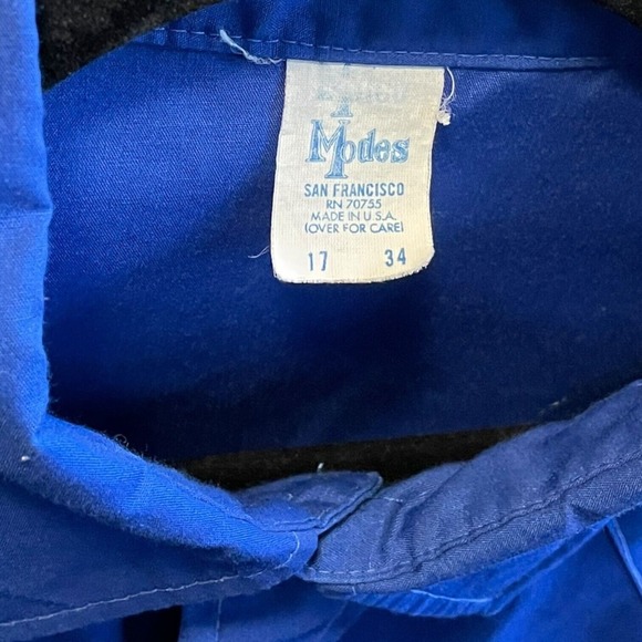 Vintage Malco Modes Western Solid Blue Long Sleeve Pearl Snap Western Shirt 17 - Picture 3 of 4